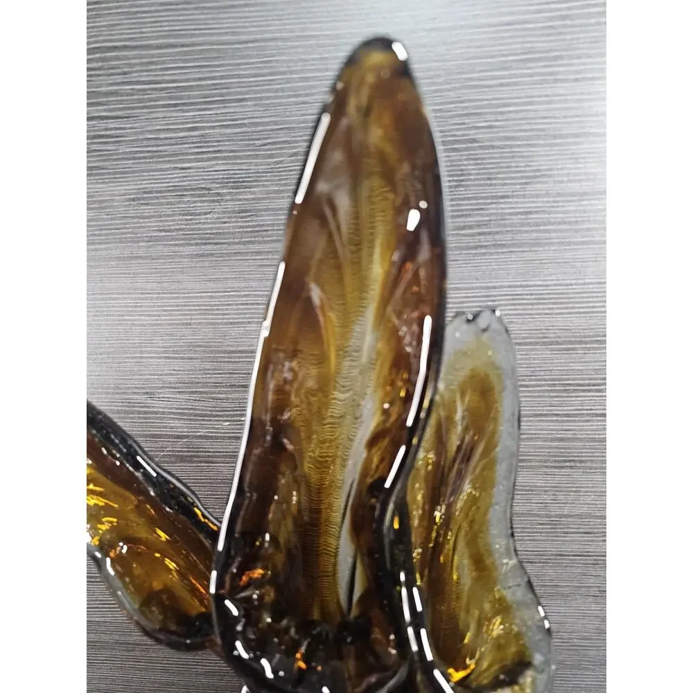 Vintage MCM Art Glass Amber Clear Triple Jack In The Pulpit 18.5 Sculpture Decor